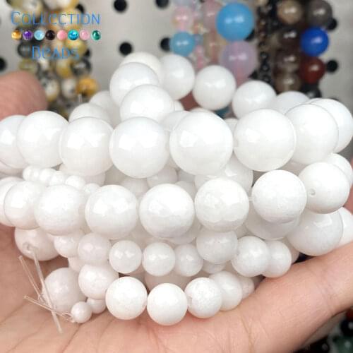 Natural Stone White Tridacna Loose Spacer Round Beads For Jewelry Making 4-12 MM DIY Bracelets Accessories Wholesale 15