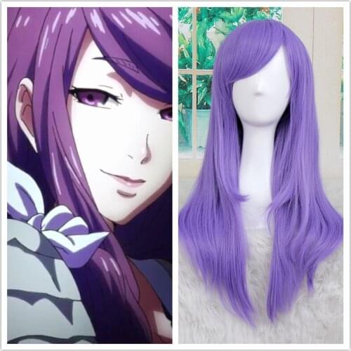 New Tokyo Ghoul Guru Rize Kamishiro Long Wavy Purple Heat Resistant Synthetic Hair Cosplay Wig + Wig Cap