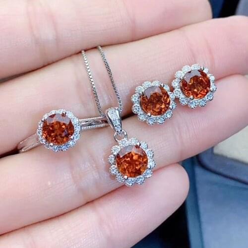 Charm Flower Topaz Jewelry set 925 Sterling Silver Promise Party Wedding Rings Earrings Necklace For Women Bridal Jewelry