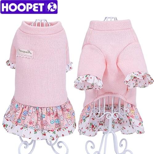 HOOPET Dog Cat Clothing Autumn Winter Warm Pet Clothes Sweater Dress For Small Dogs Cats Chihuahua Outfit Cat Coat Costume