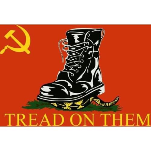 Custom 90x150cm tread on them Flag with USSR hammer and sickle ping grommet outdoor and indoor banner flag