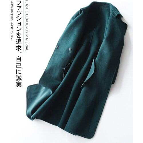 Casual Wool Women 2020 Autumn Winter Double-sided Cashmere Jackets Medium Length Trench Coat Female Spring 8726
