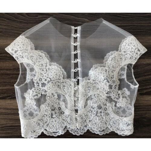 Sheer bridal dress lace bolero wedding dresses lace jacket bridal dress top