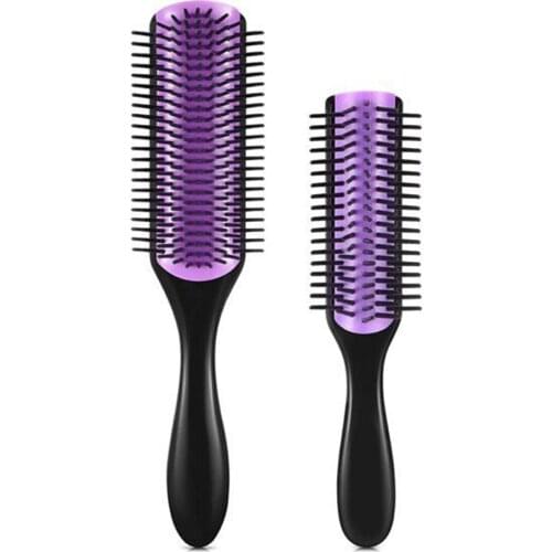 Salon Hair Comb 9 Rows Detangling Hair Brush Tail Comb Styling Hairbrush Straight Curly Wet Hair Scalp Massage Brush Women