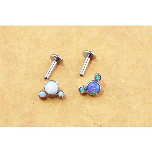 ASTM F136 Titanium Opal 16g Titanium Internal Thread Piercing Paw Lip Tragus Daith Earrings Helix Cartilage Nose Piercing Body