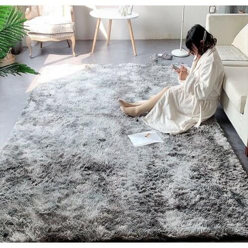 Grey Carpet Tie Dyeing Plush Soft Carpets for Living Room Anti-slip Floor Mats Bedroom Water Absorption Carpet Rugs blue rugs