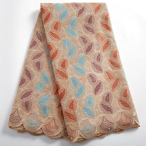 SJD LACE High Quality African Cotton Lace Fabric Sew-on Rhinestone Laces Sewing Accessory Nigerian Wedding For Women Dress A2402