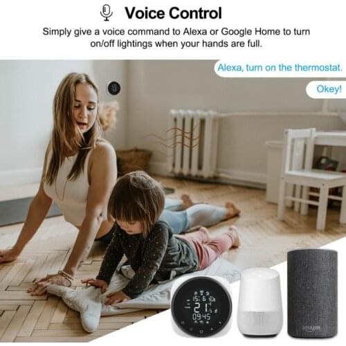 Tuya Wifi Circular Water Underfloor Heating System Boiler Thermostat Round Digital Thermostat Compatible With Alexa Google Home