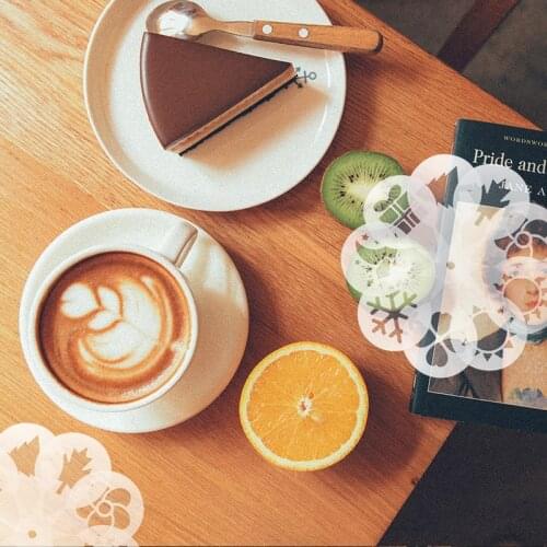 19Pcs Coffee Stencils Fancy Coffee Printing Model Foam Spray Cake Stencils Coffee Drawing Cappuccino Mold Household Kitchen Tool