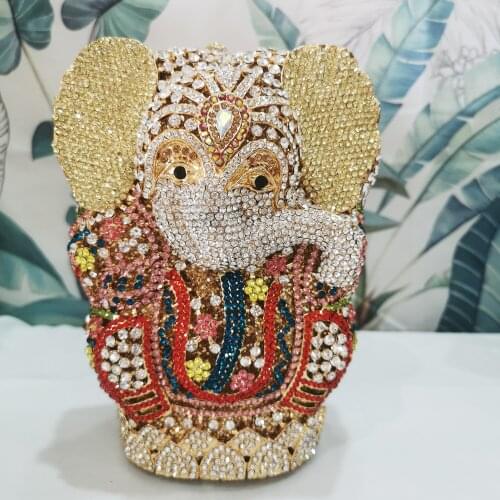 Lady Elephant Evening Bag For Birthday Gift Clutch Bags Rhinestone Phone Wedding Purse Fashion Women’s Shoulder Chain Handbags