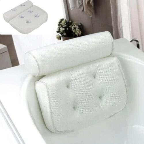 Breathable 3D Mesh Household Bath Cushion with Suction Plastic Hook Neck Back Support Spa Pillow Household Bathtub Pillow