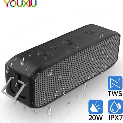 YOUXIU 20W High Power Portable Bluetooth Speaker Deep Bass Column TWS Outdoor IPX7 Waterproof Subwoofer Boombox Support TF AUX