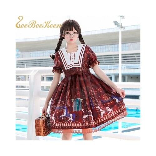 Womens Anime Cosplay Lolita jsk Dress For kid Wooden Horse Holiday Party Cosplay CostumeGothic Lolita Cosplay Dress For Girls