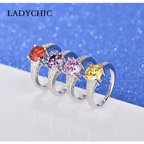 LADYCHIC Silver Color Austrian Crystal Zircon Ring Wedding Engagement Bridal Rings Female Fashion Charm Jewelry Wholesale LR1062