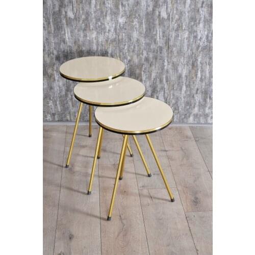 Zigon Coffee Table Cream Metal Foot Double Gold legs coffee table