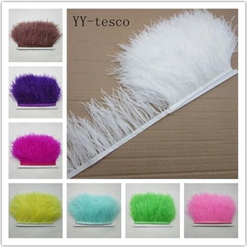 10 meter high quality ostrich feather trim cloth sideband 8-11cm wide Suitable for skirts / dresses / apparel party DIY crafts