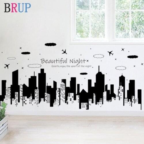 130*60cm Starry Night City Kids Room Decoration Beautiful Night Wall Stickers Home Decor Living Room Creative Vinyls for Walls