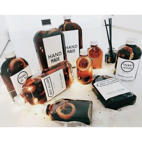 2PCS INS Glass Wine Bottle Creative Beverage Bottle Juice Coffee Cold Drink Glass Milk Bottle For Water DIY Sticker Glass Bottle