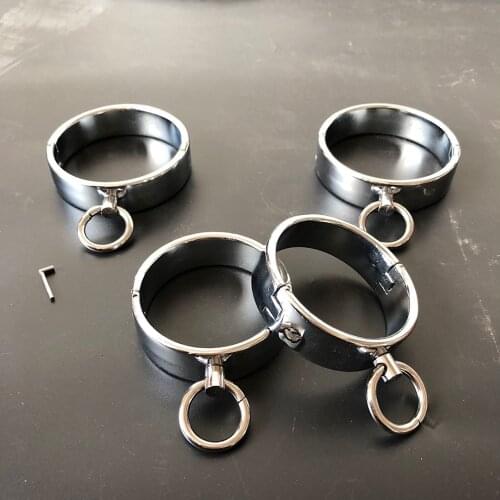 2 Pcs/Set Handcuffs And Ankle Cuffs Sex Slave Bdsm Bondage Adults Games Gold Plated Magnet Bangle Anklet Sex Tools Metal