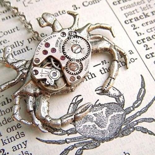2021 New Vintage Punk Mechanical Crab Necklace For Women Men Trendy Silver Color Female Male Jewelry Birthday Party Gifts