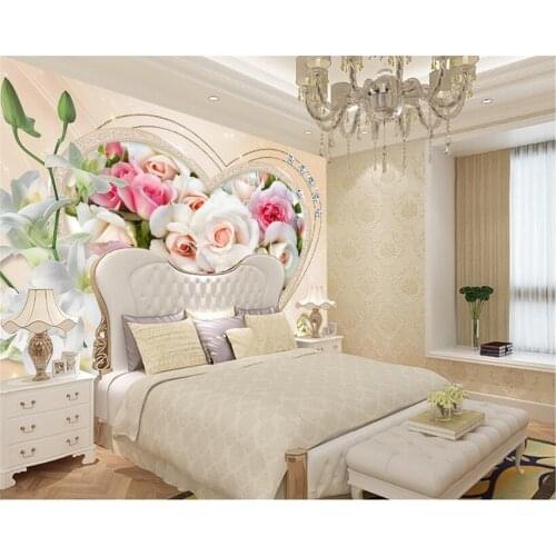 Beibehang 3d Wallpaper Living Room Bedroom Mural Romantic Rose Pastoral Floral Sofa TV Background Mural wallpaper for walls 3 d