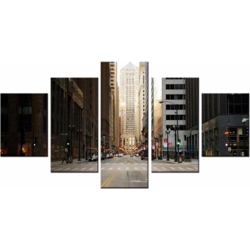 5 pieces / set of City street view wall art for wall decorating home Decorative painting on canvas in paint framed/XC-city-62