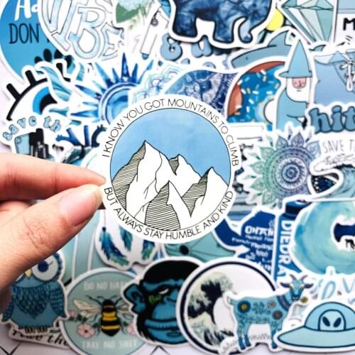 50Pcs/Set Wholesale Blue VSCO Stickers Waterproof Sticker For Skateboard Laptop Luggage Car Decal Kids Gifts