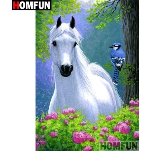 HOMFUN 5D DIY Diamond Painting Full Square/Round Drill "Animal horse" Embroidery Cross Stitch gift Home Decor Gift A07996