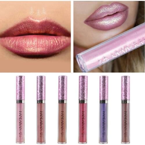 Diamond Metal Glitter Lip Gloss Non-stick Cup Mermaid Lip Gloss Lipstick Colors Easily Glossy and Brightening
