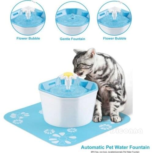 1.6L Creative Automatic Detachable Dog&Cat Kitten Water Drinking Pet Fountain Pet Bowl with Mat
