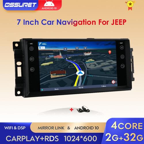 Android 10 Quad Core Car DVD FOR Jeep compass commnder dodge chrysler chevrolet 1GB RAM 16GB ROM GPS Bluetooth RDS OBD2 USB EQ