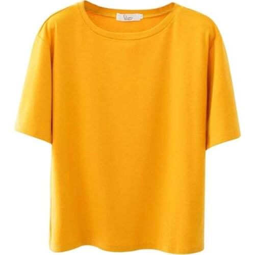 COCKCON Women T Shirt Hot Summer Loose O Neck Half Sleeve Solid color T-shirt Plus Size Shirt 6 Colors Available