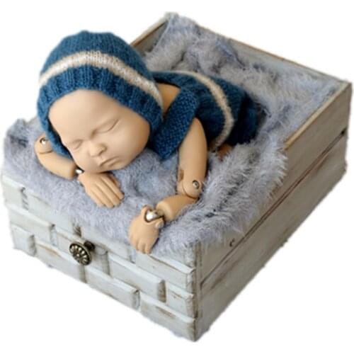 Newborn Boy Hat and Pant Chunky Mohair Newborn Romper Photo props Baby Photography Outfit Boys Bonnet Overalls Infant Clothes