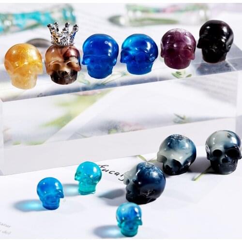 DM163 Skull Head Bead Silicone Mold Crow Pendant Epoxy Resin Mould DIY Halloween Jewelry Making Tools Moldes Para Resina Epoxi
