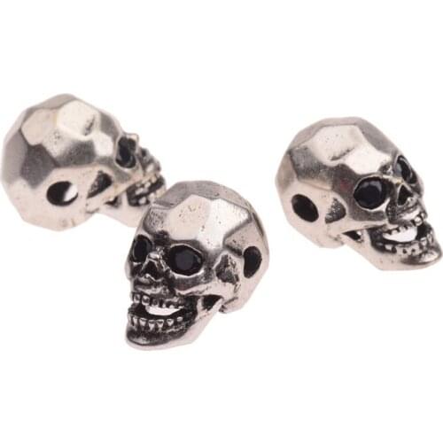 DOUWEI 2018 New Micro Pave Black Zircon Skull DIY Beads For CZ Jewelry Making Metal Copper Beads For Men Bracelet