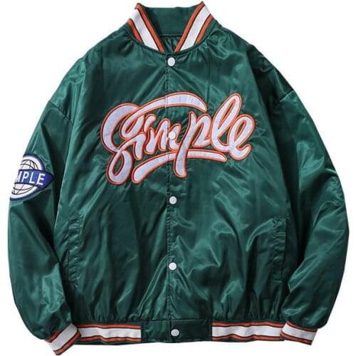 ERENEJIAN Unisex Varsity Baseball Jackets With Embroidery Fashion Oversized Hip Hop Letterman Outerwear Loose Fit Tops