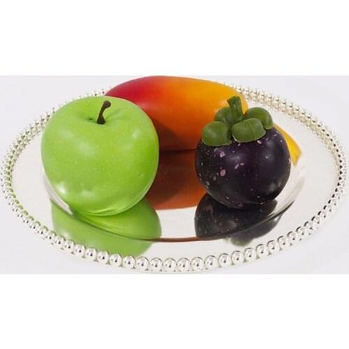 European Style Metal Dessert Plate Silver Beaded Fruit Plate Cake Bread Dish Party Wedding Hotel Restaurant Fruit Display Tray