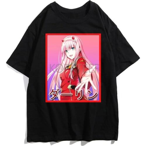 Anime Darling In The Franxx Zero Two T-shirts Harajuku Summer Printing Men Tops Ulzzang Funny Streetwear Tops Tee Homme Clothing