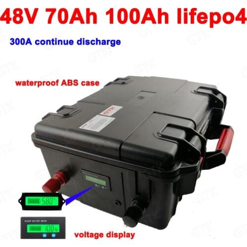 GTK waterproof lithium 48V 100Ah 70Ah Lifepo4 battery 300A high drian for 12000W Scooter golf carts inverter boat +10A charger