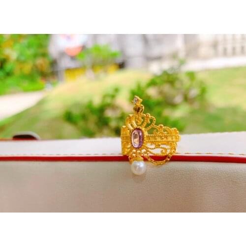 HX 24K Pure Gold Ring Real AU 999 Solid Gold Rings Elegant Shiny Heart Beautiful Upscale Trendy Jewelry Hot Sell New 2020