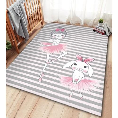 Ballerina and Rabbit figure carpet kids room carpet play mat educational cloudy living room