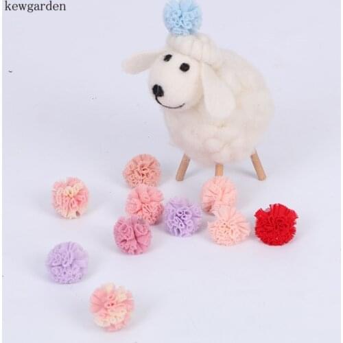 Kewgarden Diameter 30mm Gauze Ball DIY Hairpins Material Accessories DIY Craft Supplies Handmade Flower Mixed Color 100 Pcs/ lot