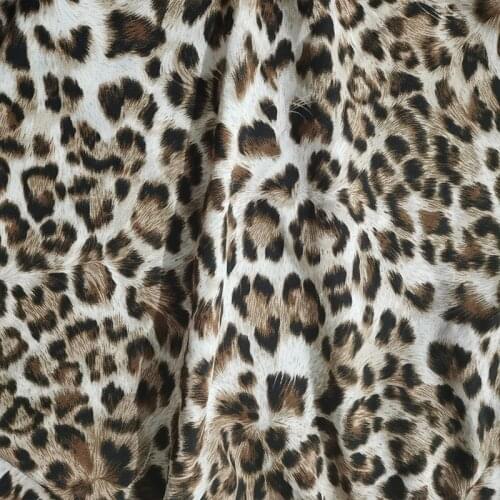 Beautiful Brown Leopard Chiffon Fabric Imitate Silk Chiffon Fabric Tiger Pattern Print Chiffon Fabric DIY Women Dress /SCARF