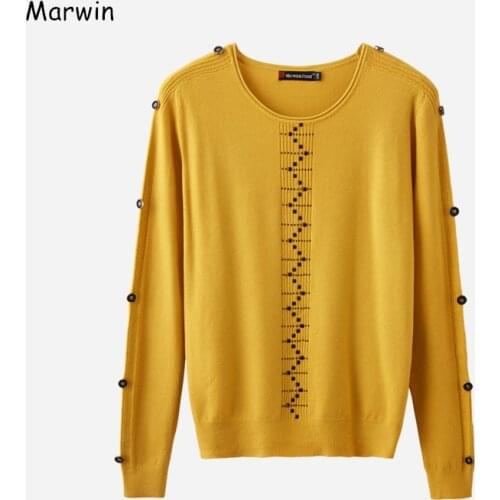 Marwin 2020 New Coming O-Neck Thick High Street Style Button Soild Sweaters Wool Warm Soft Female Autumn Winter Sweaters