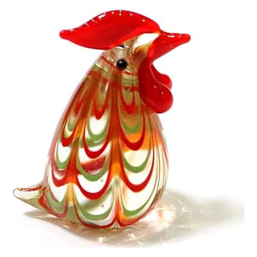 Mini Figurine Handmade Glass Chicken Craft Ornaments Colorful Cute Animal Rooster Holiday Party Gifts For Kids Home Garden Decor