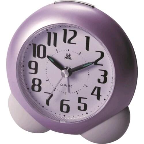 Cartoon Bedside Silent Analog Alarm Clock with Night Light for Kids
