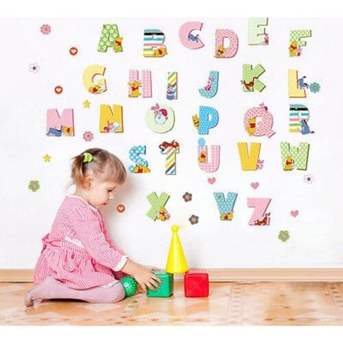 A-Z Alphabet Letters Mural Wall Sticker for kids room Decals Nursery Bedroom Decor school Classroom background inall