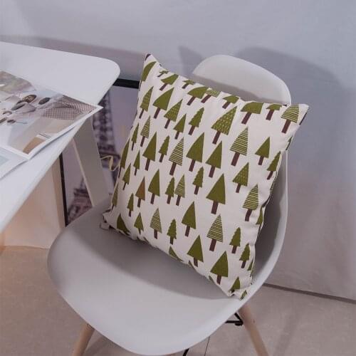 Lovely Japanese Cartoon Style Small Trees Printing Green Blue Color 43x43cm Square Cotton PillowCase For Home Decoration