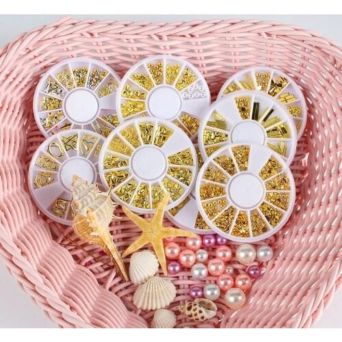 Nail Art Decorations Nail Charms Nail Jewelry Metal Star Moon Nail Gem Pearl Golden Nail Sticker Nail Supplies Ornament TSLM1