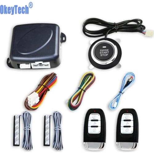 OkeyTech 12V Universal Auto Car Keyless Entry Start System Car Alarm PKE Remote System One Start Stop Engine Push Button